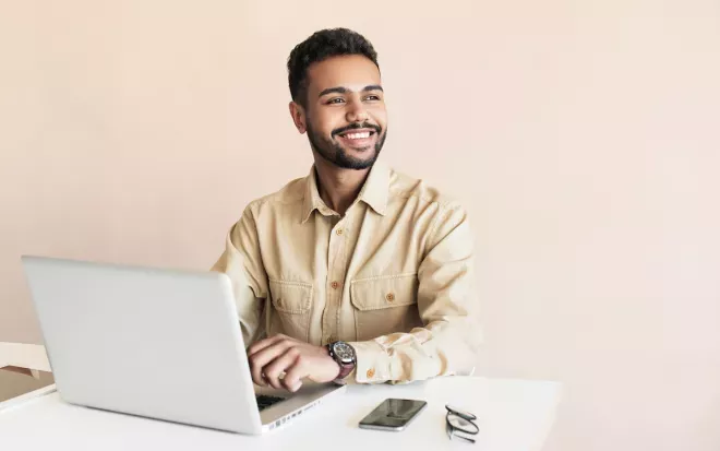 Man working at a laptop