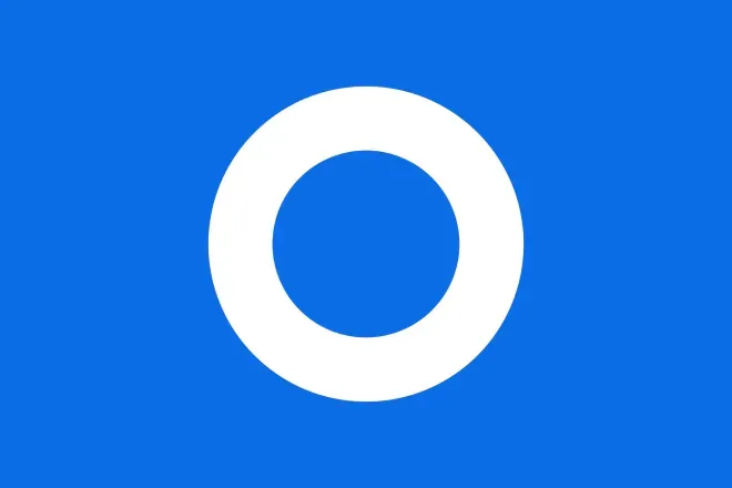 White FICO O graphic on top of blue background