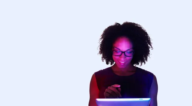 Woman working on laptop