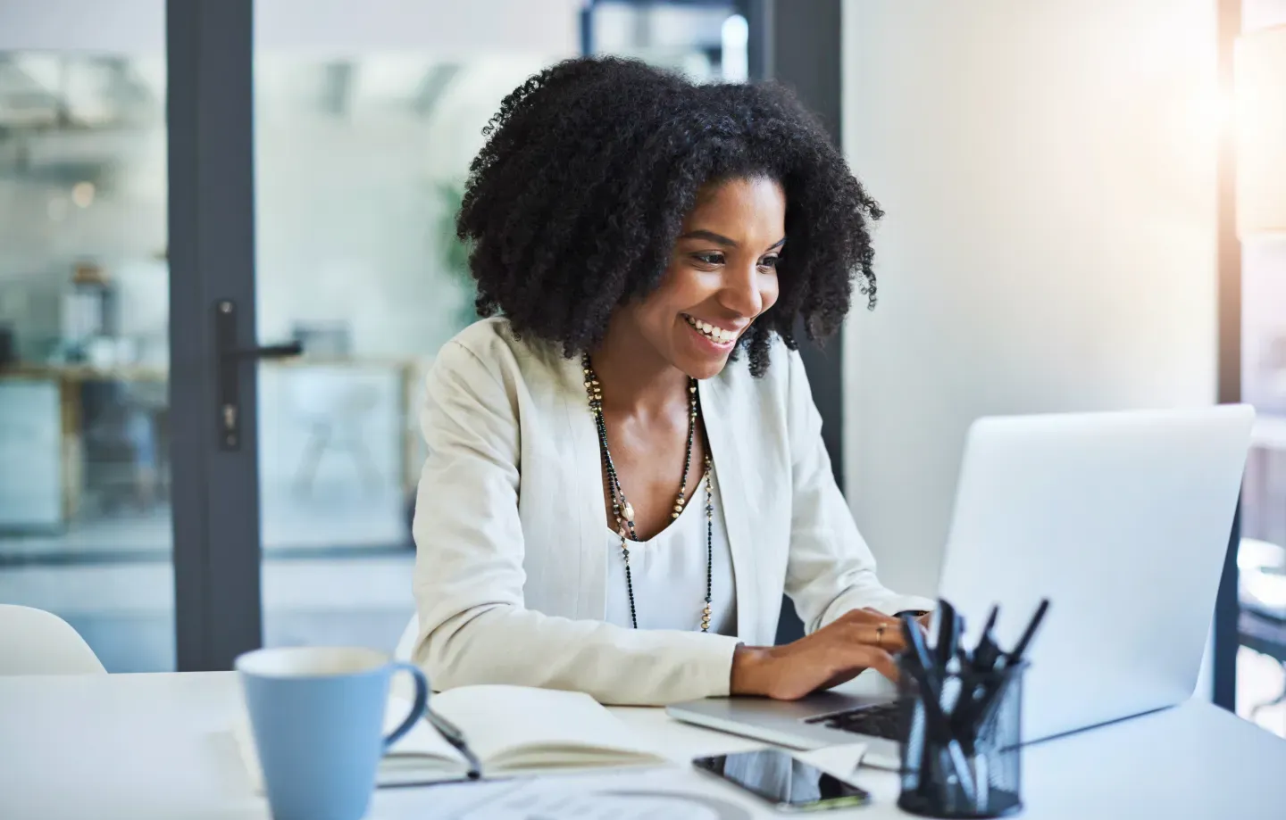 woman using laptop