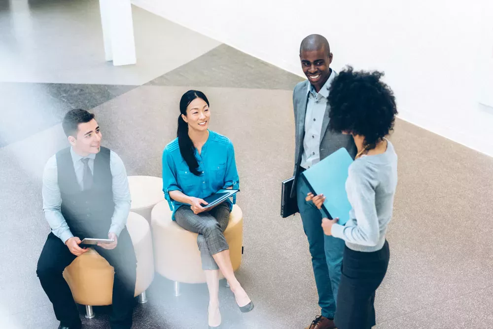 group of people talking 