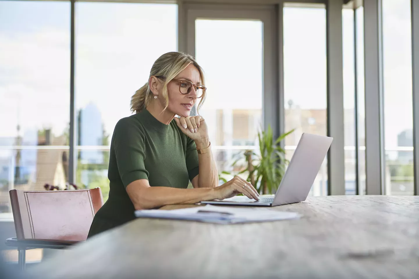Woman working at a computer