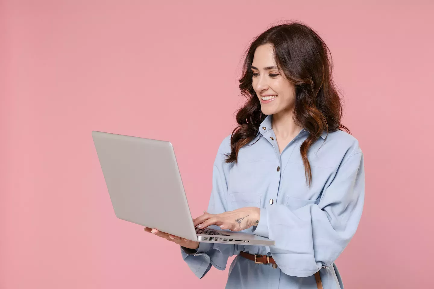 Woman working at a laptop