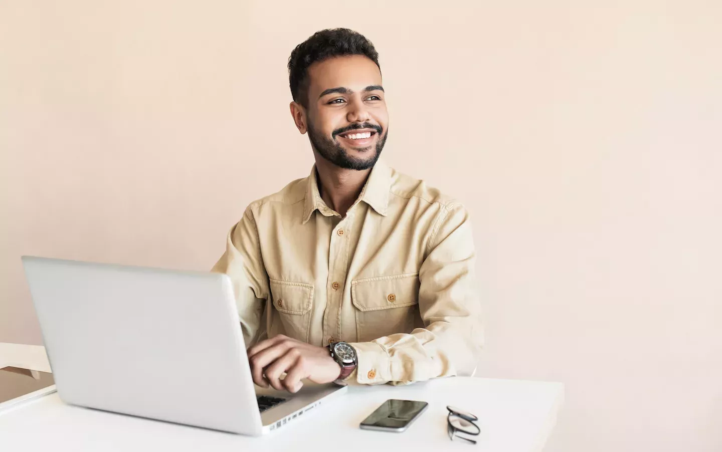 Man working at a laptop