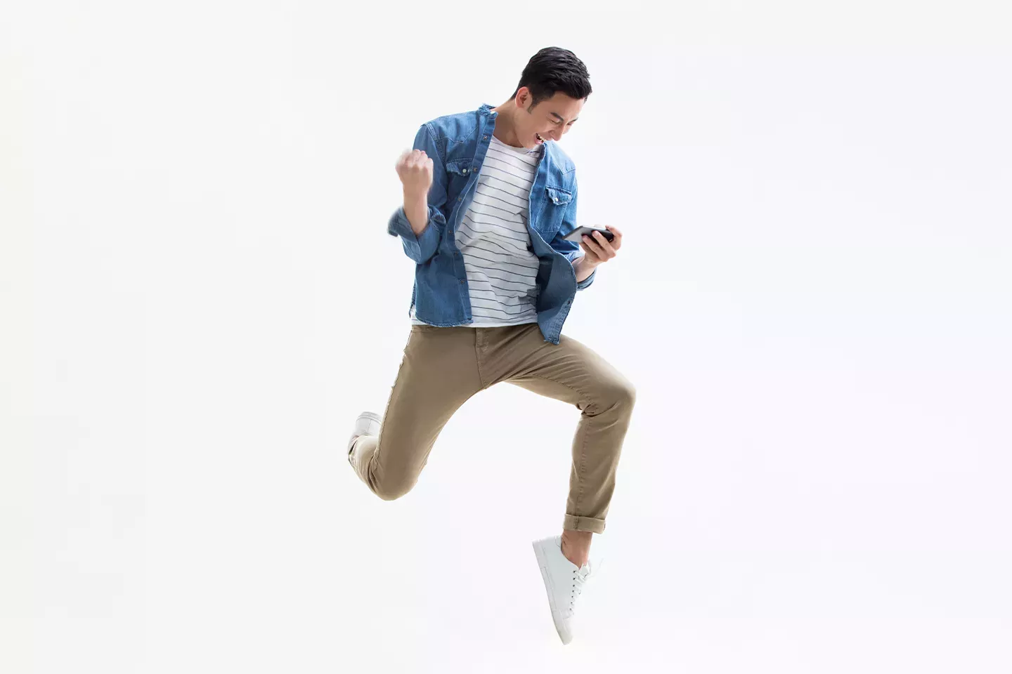 person jumping looking at phone person jumping looking at phone