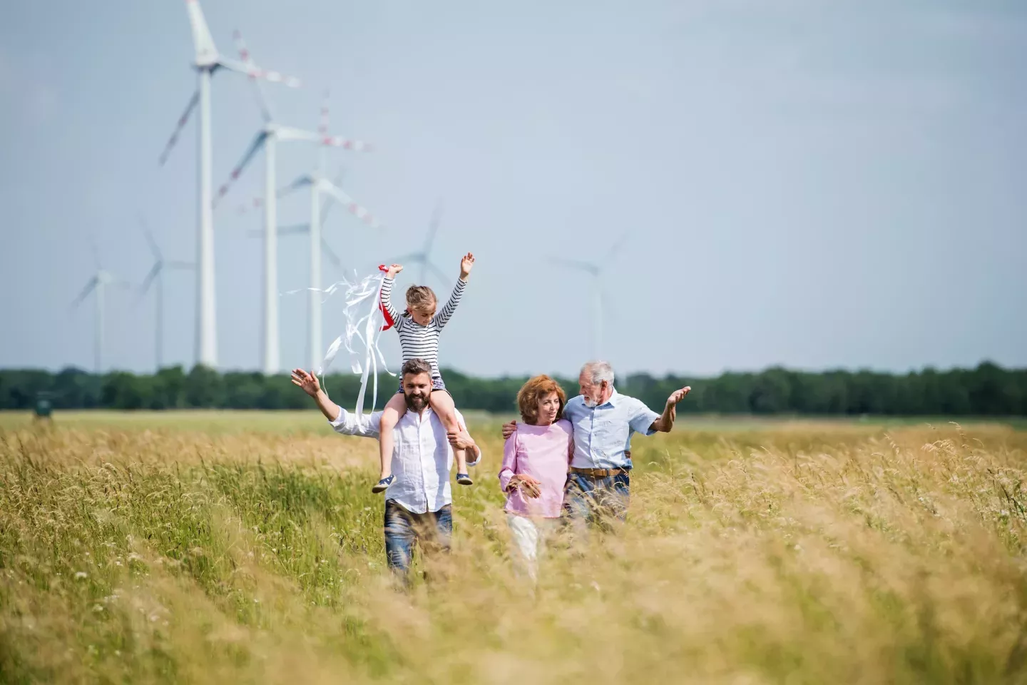 Family in field