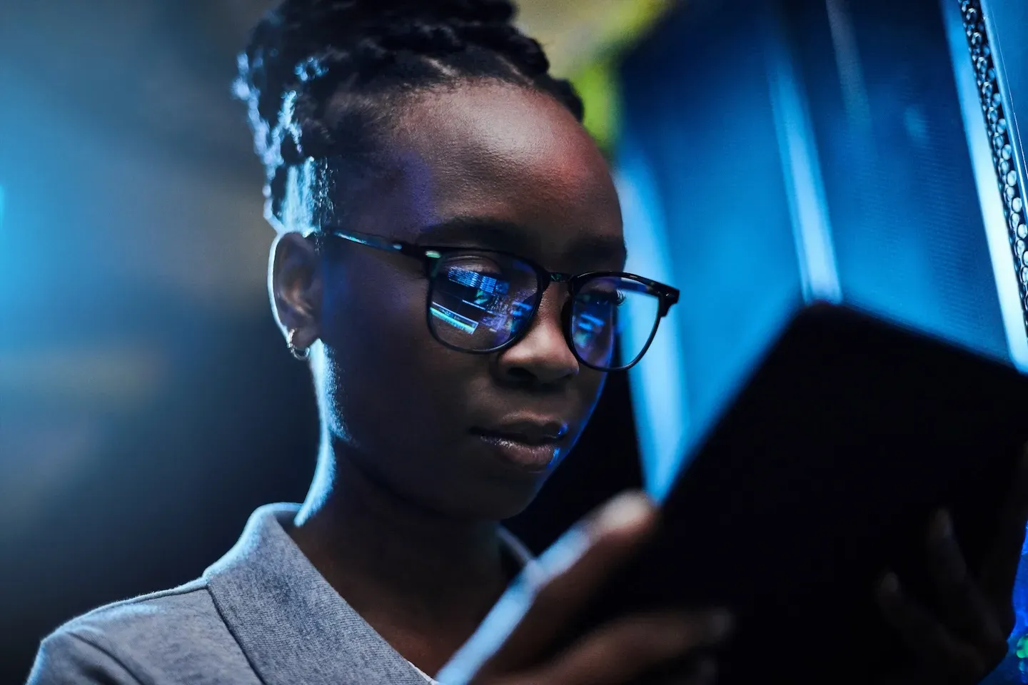 person looking at tablet