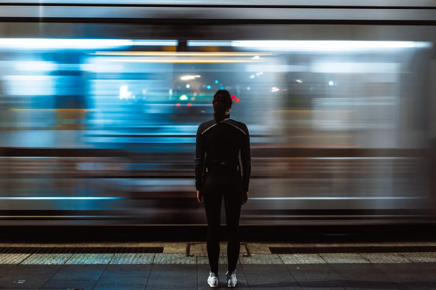 Person in front of train Person in front of train