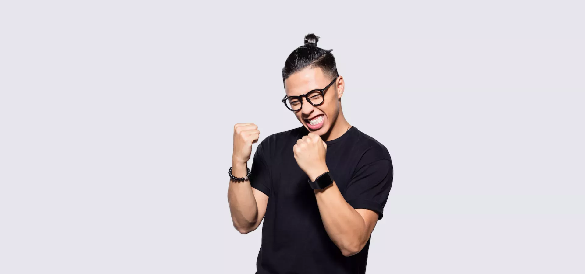 Man with both fists up