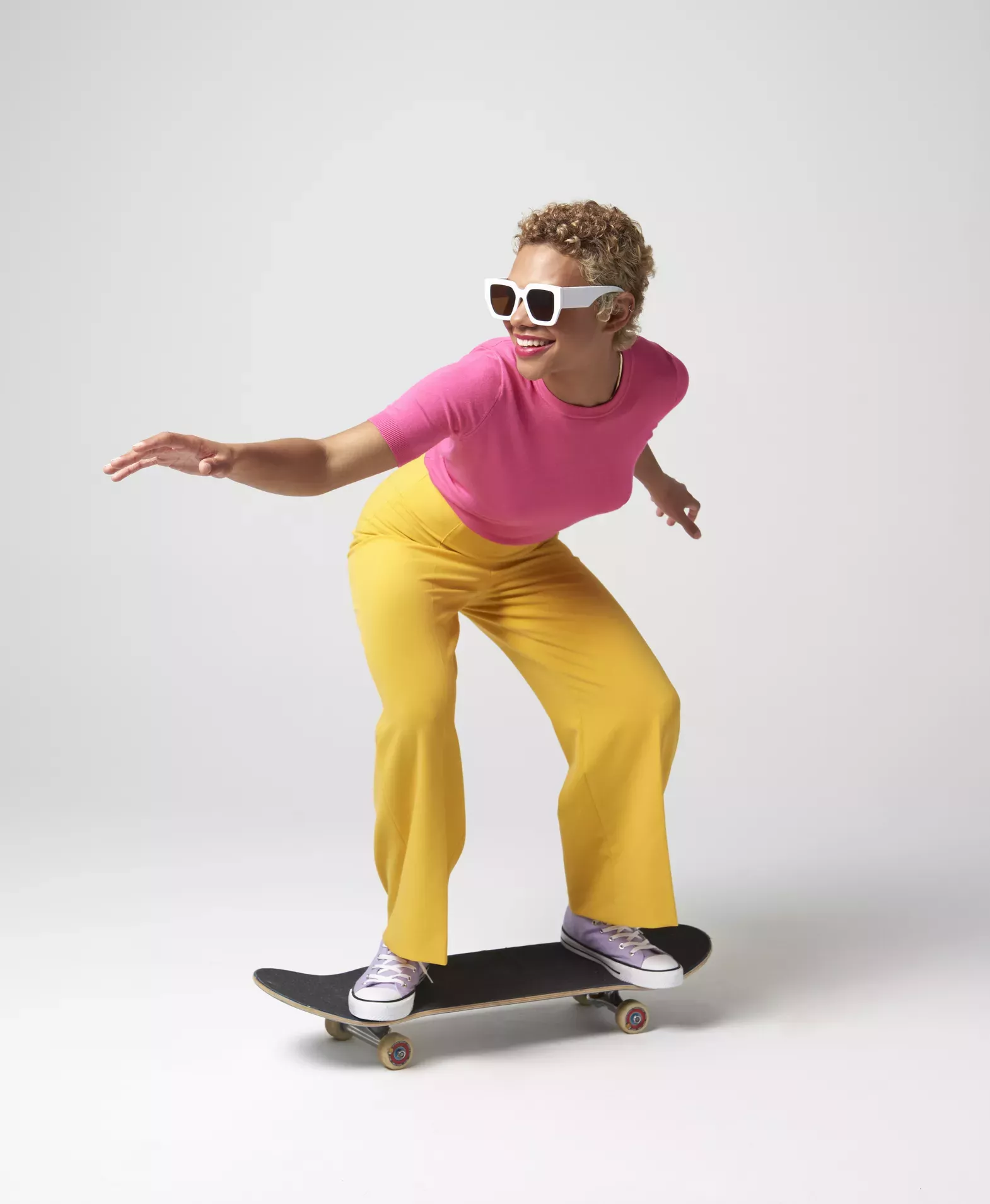 Woman riding a skateboard