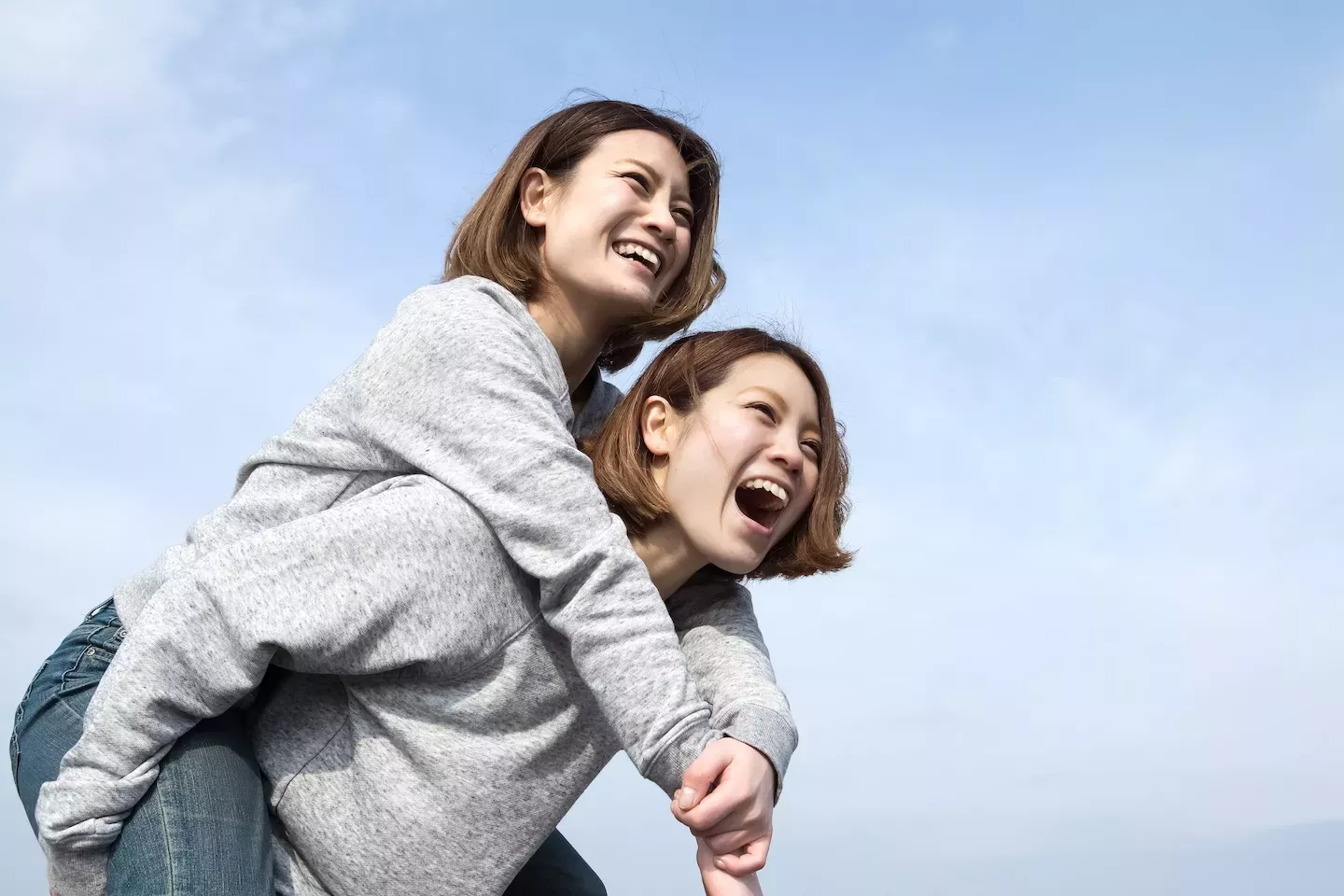 Twins smiling