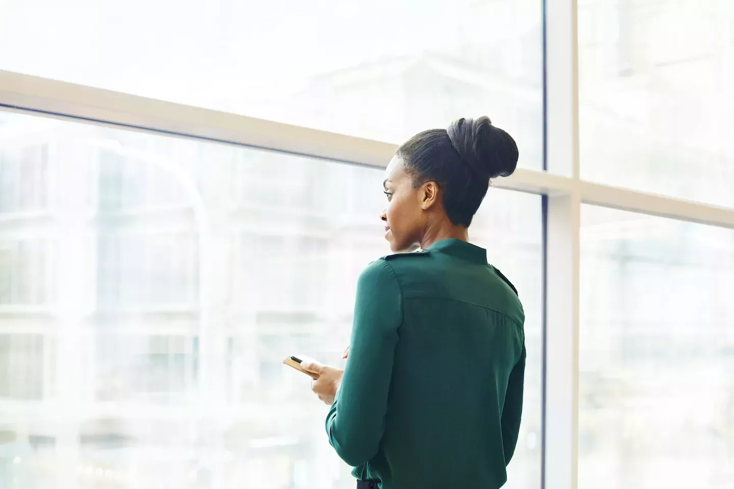 person looking out the window 