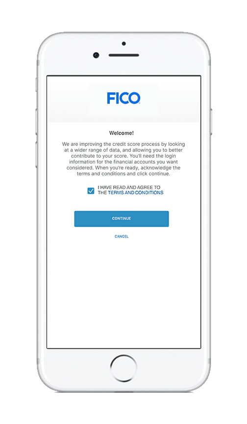 FICO App welcome screen
